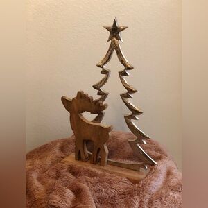 Rustic Wooden Reindeer and Tree Decor